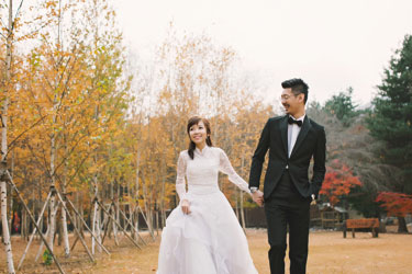 nami island korea snow field pre-wedding