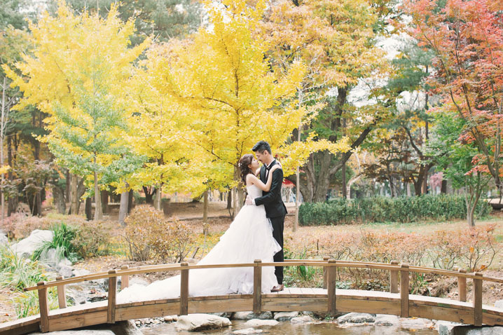 nami island korea snow field pre-wedding